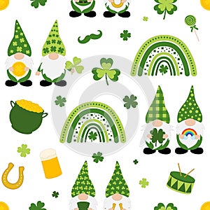 Seamless pattern Patrick`s day Gnomes vector illustration
